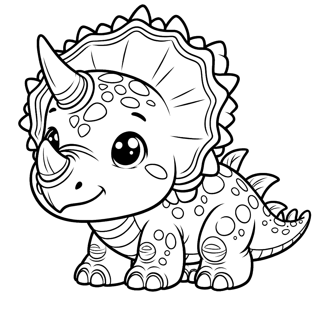 Free printable Triceratops dinosaur coloring page 44 for kids