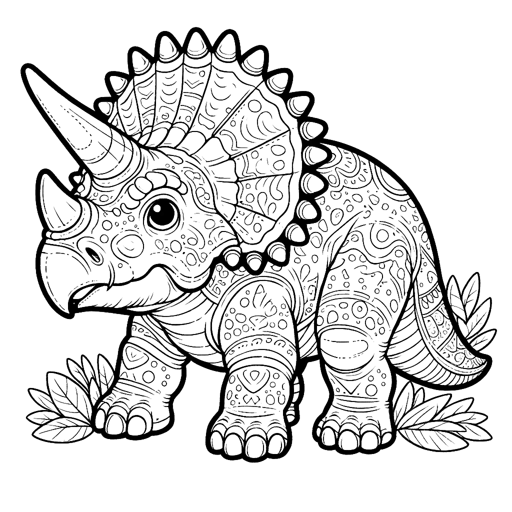 Free printable Triceratops dinosaur coloring page 45 to print and color