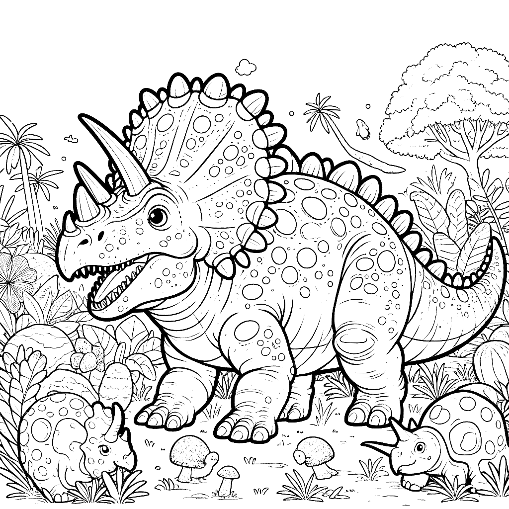 Free printable Triceratops dinosaur coloring page 47 easy to color