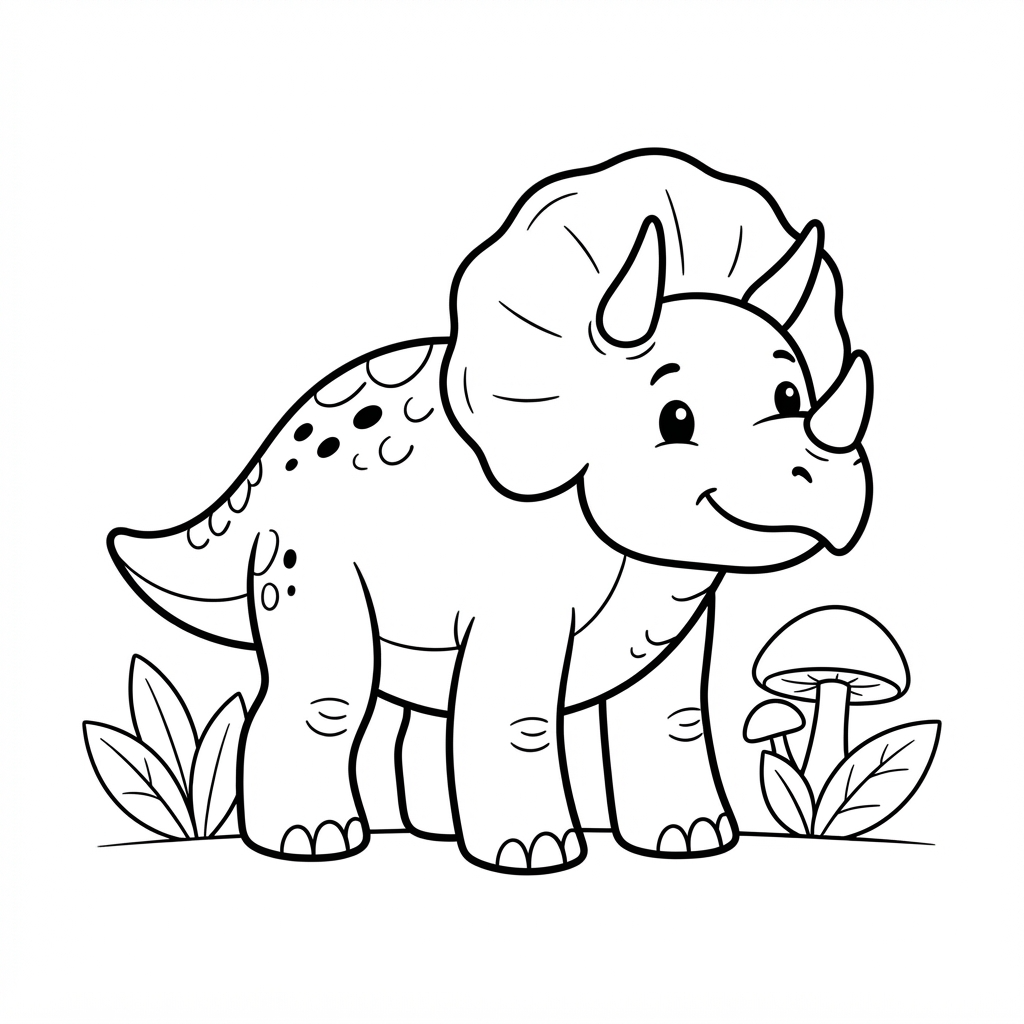 Free printable Triceratops dinosaur coloring page 5 easy to color