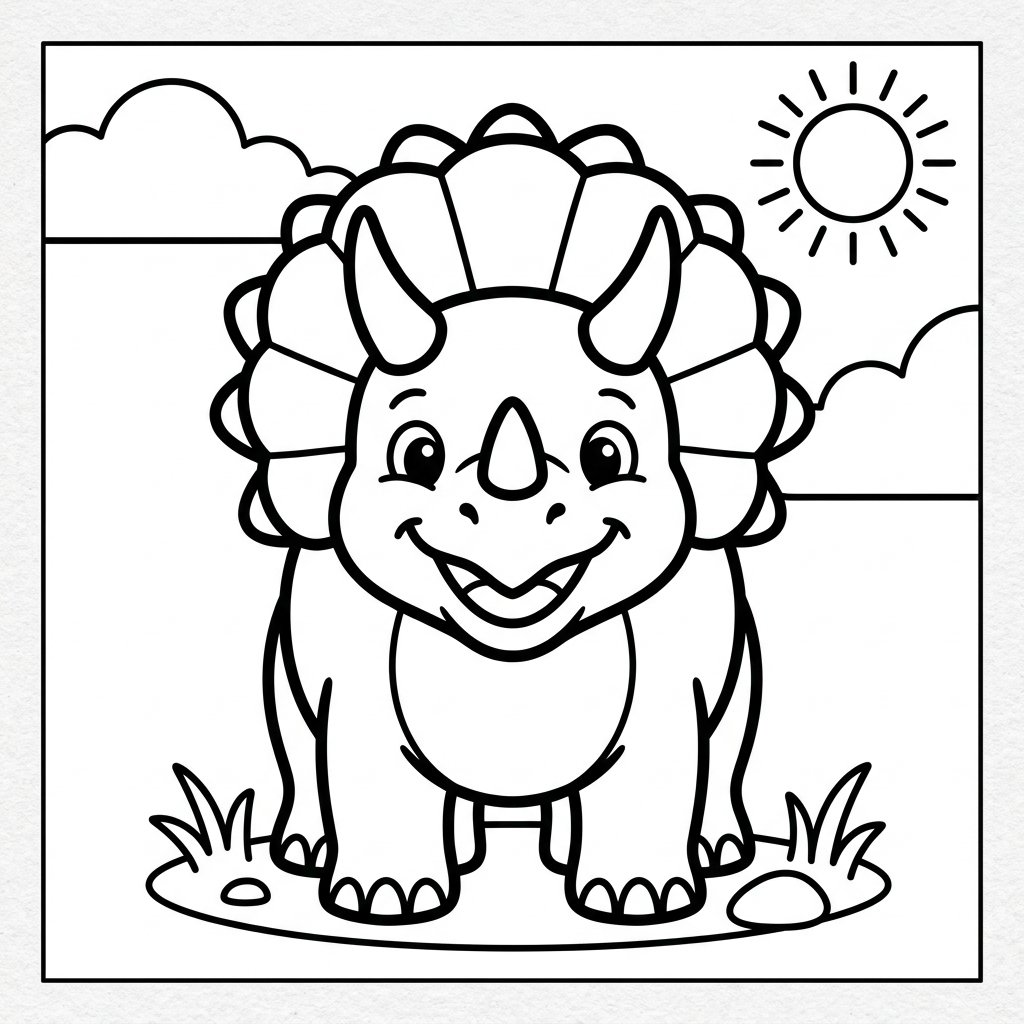 Free printable Triceratops dinosaur coloring page 50