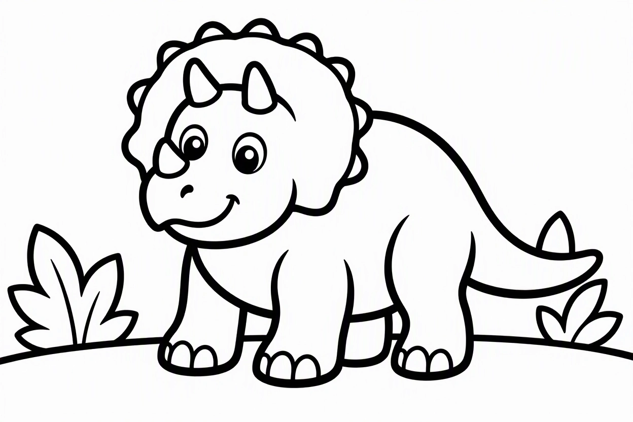 Free printable Triceratops dinosaur coloring page 6 detailed line art