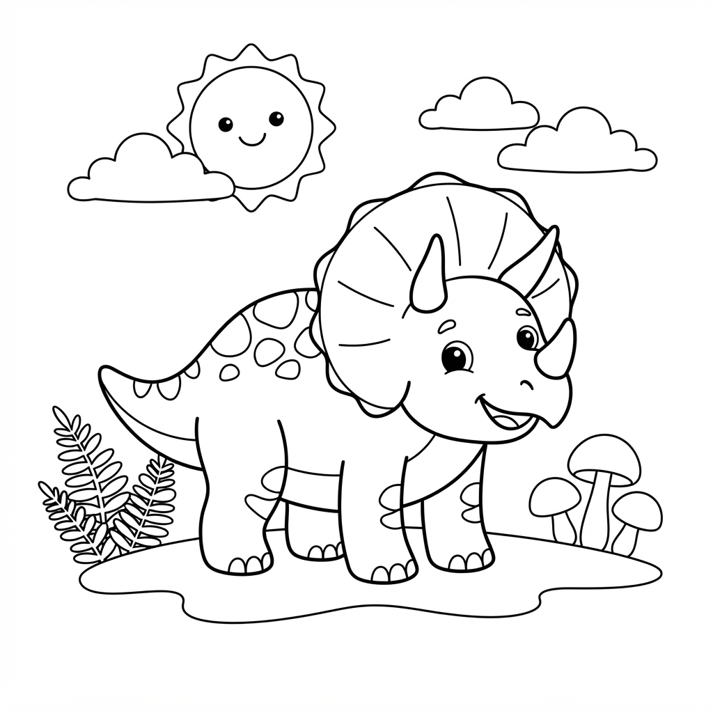 Free printable Triceratops dinosaur coloring page 8