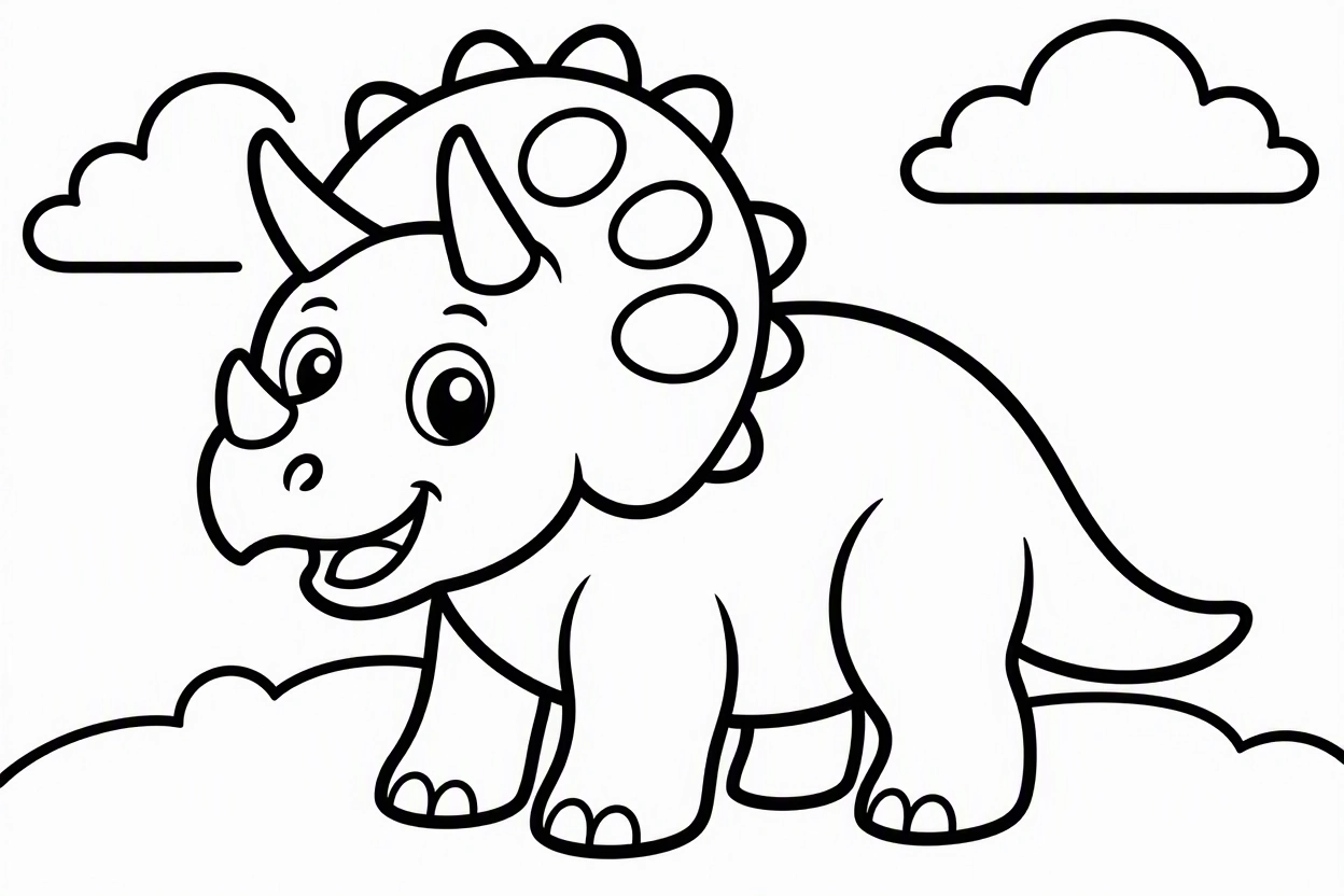 Free printable Triceratops dinosaur coloring page 9 for kids