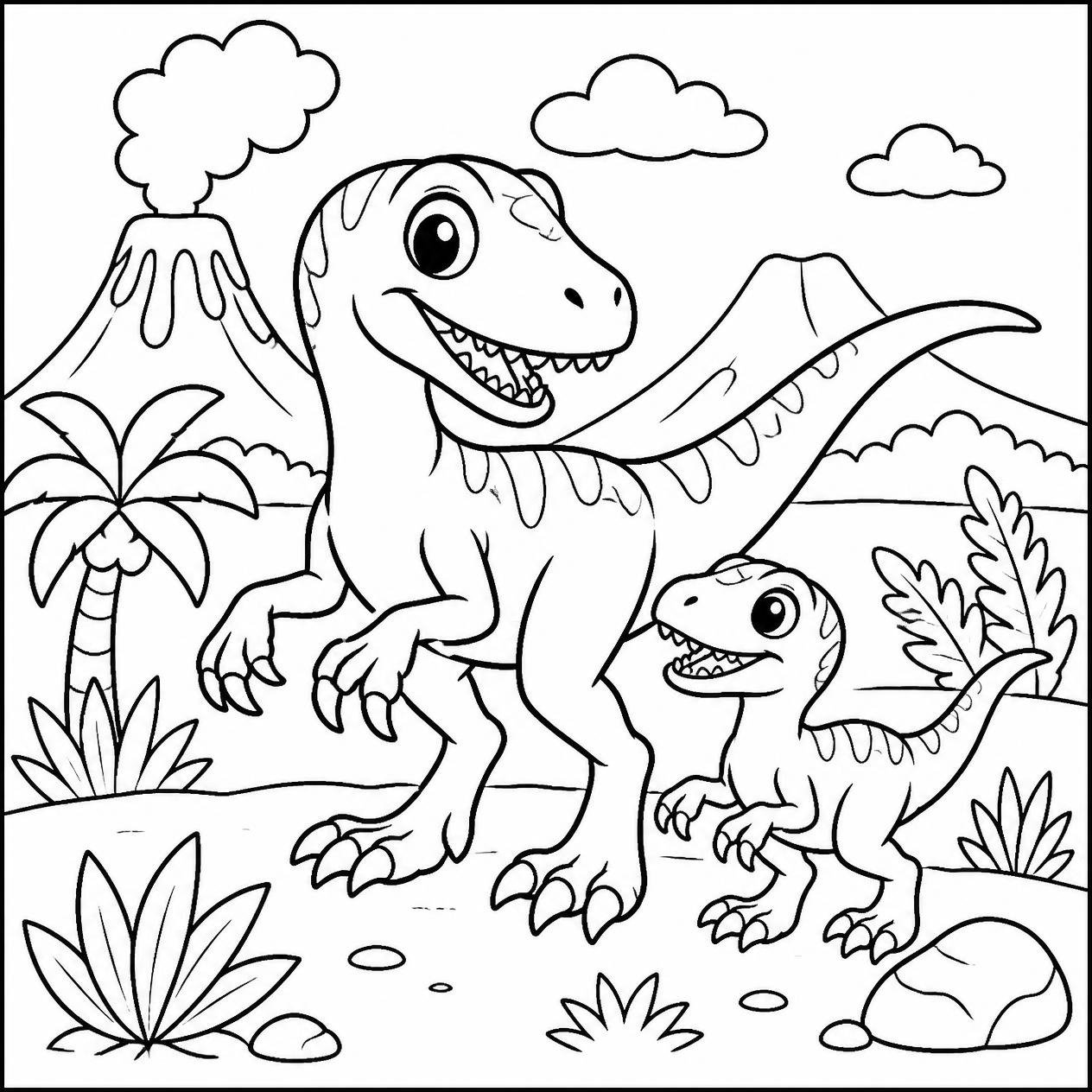 Free printable Velociraptor dinosaur coloring page 1