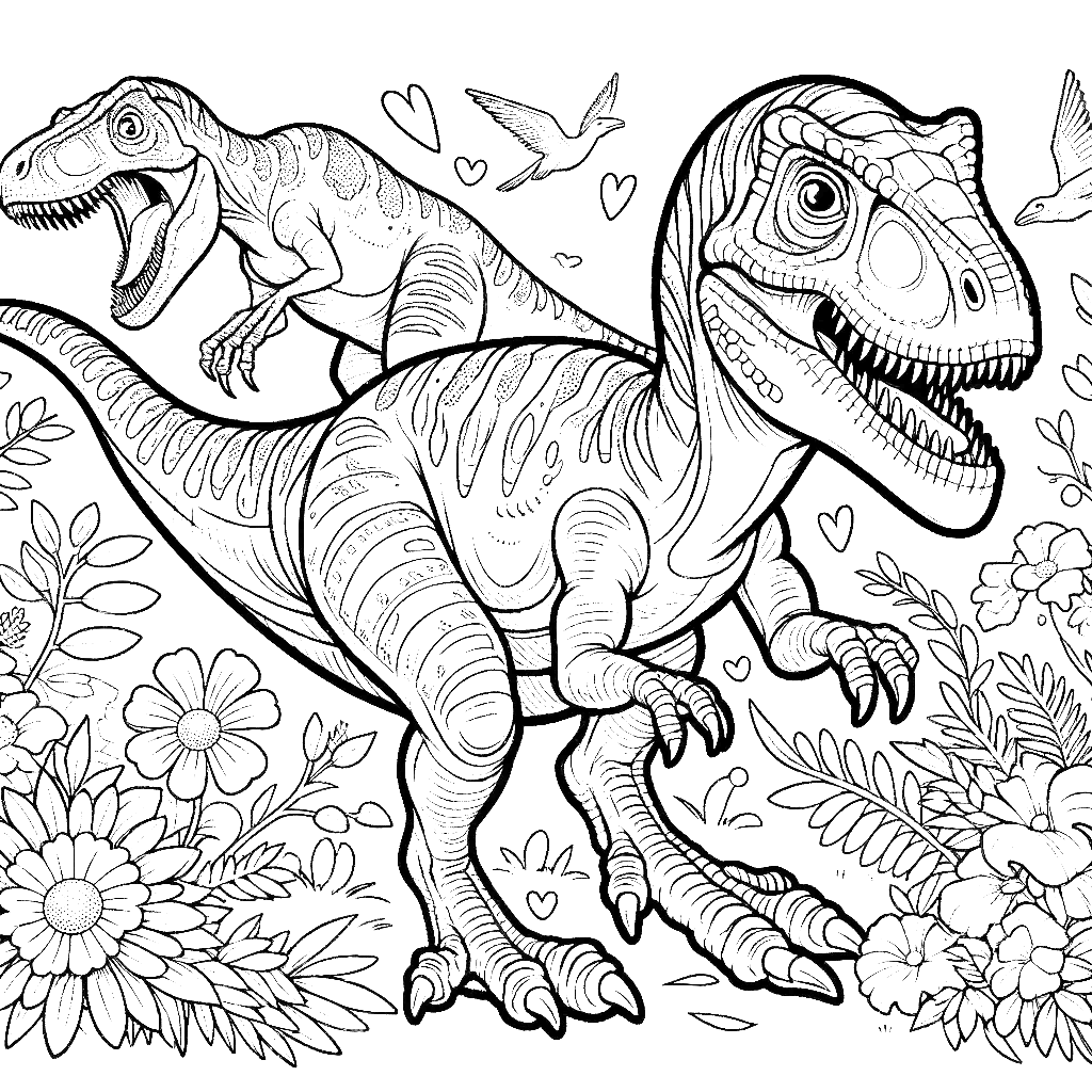 Free printable Velociraptor dinosaur coloring page 11 black and white outline