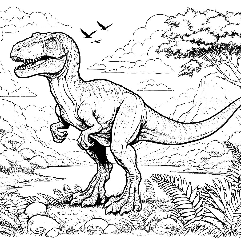 Free printable Velociraptor dinosaur coloring page 12 easy to color