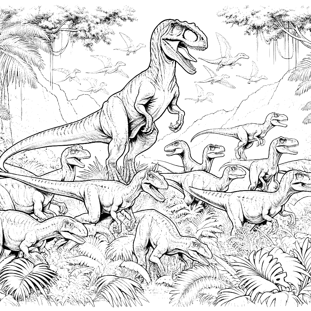Free printable Velociraptor dinosaur coloring page 17 to print and color