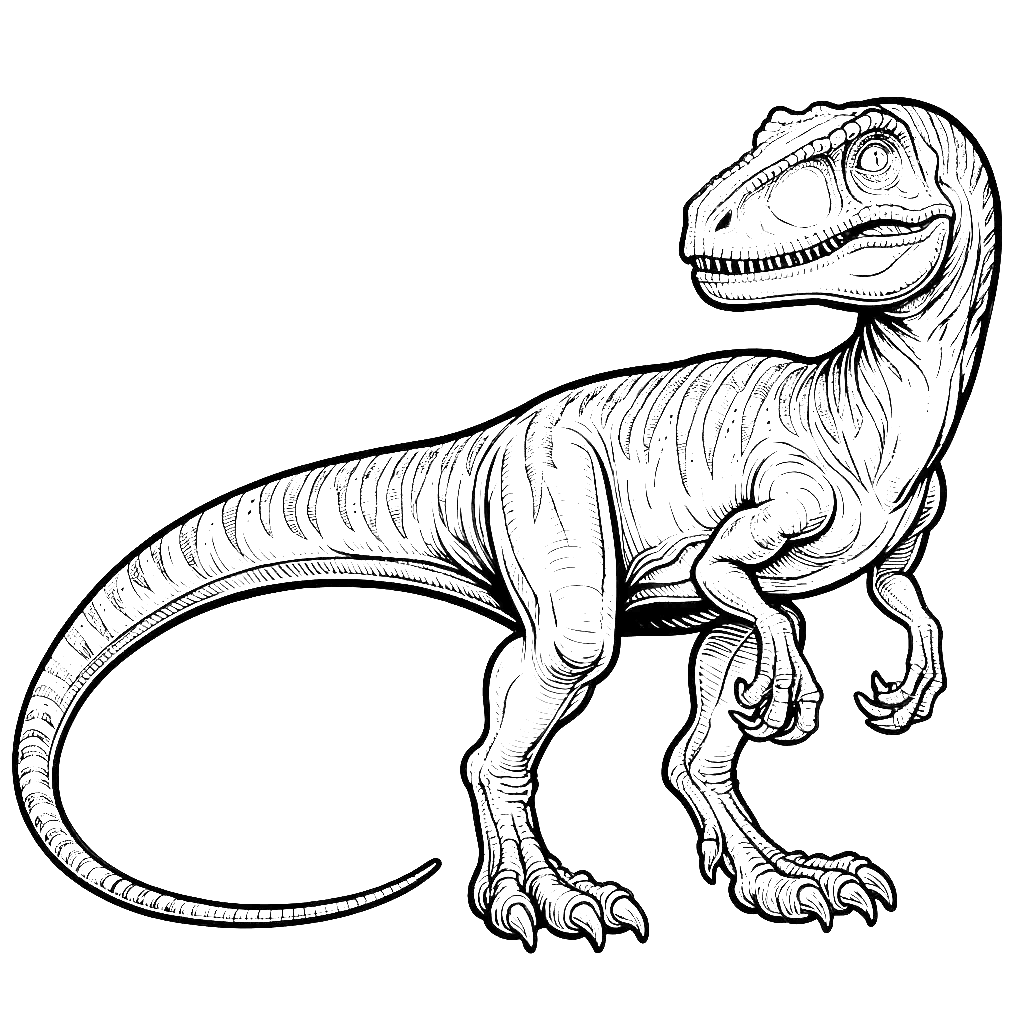 Free printable Velociraptor dinosaur coloring page 21 for kids and adults