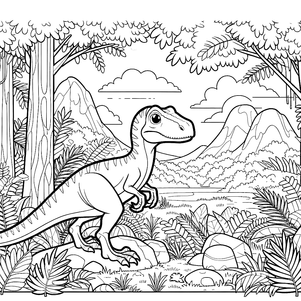 Free printable Velociraptor dinosaur coloring page 22