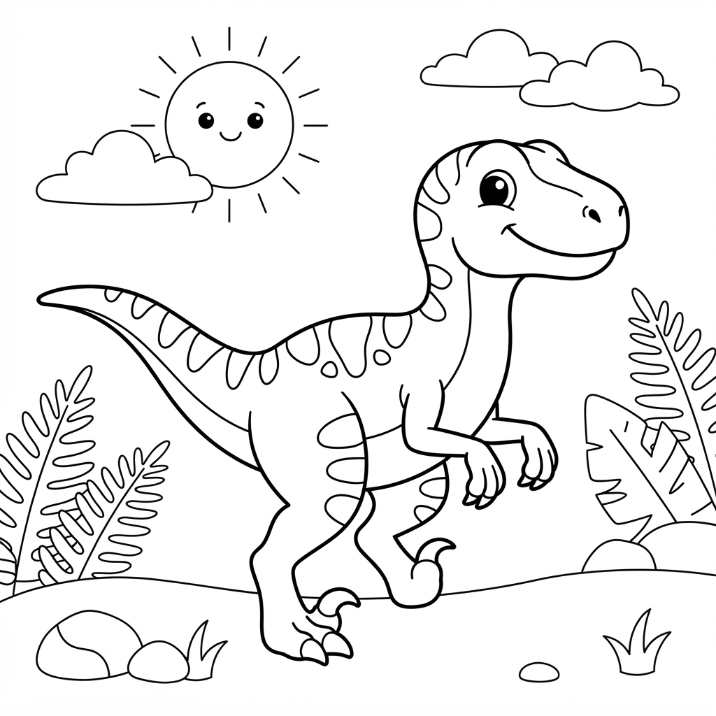 Free printable Velociraptor dinosaur coloring page 26 easy to color