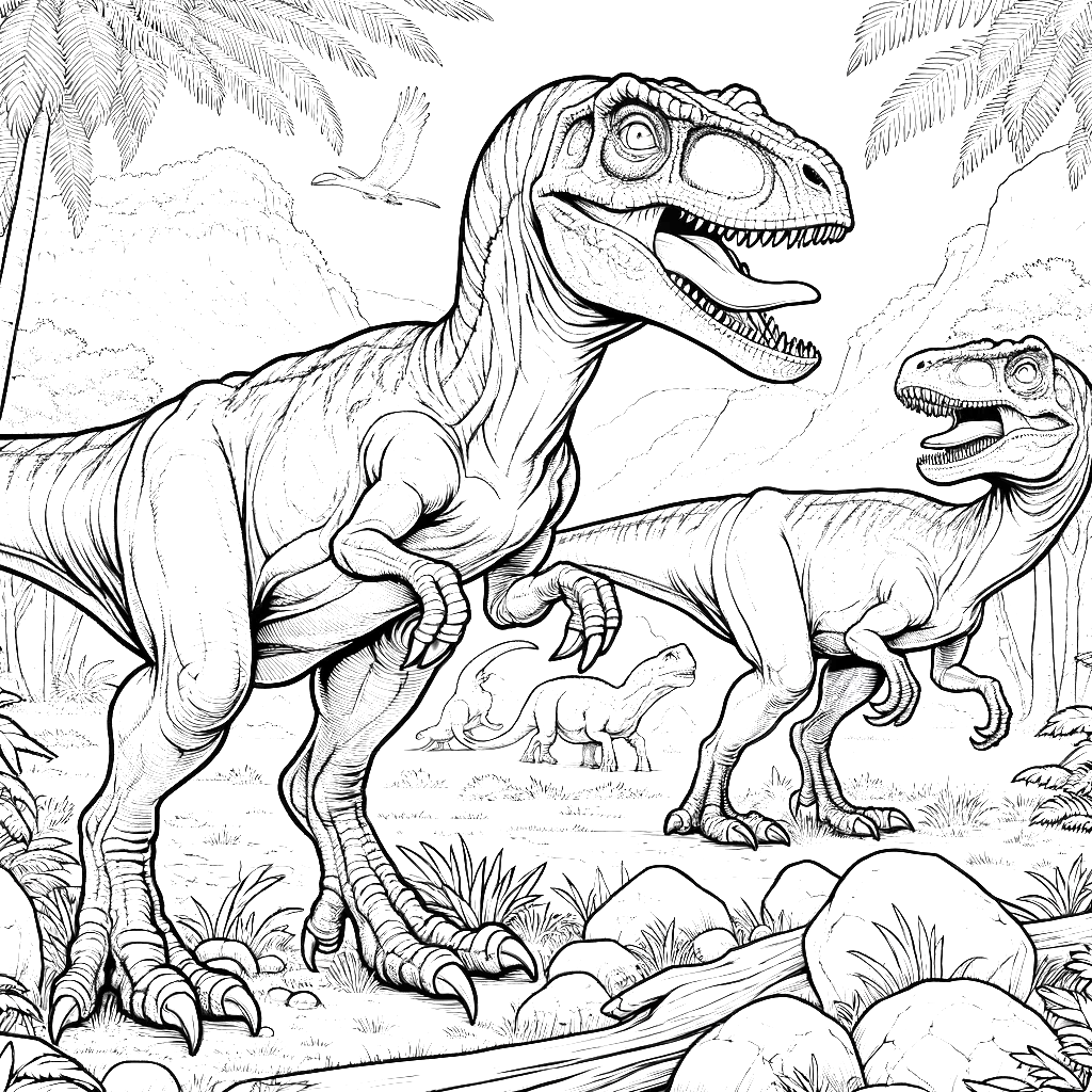Free printable Velociraptor dinosaur coloring page 5 easy to color