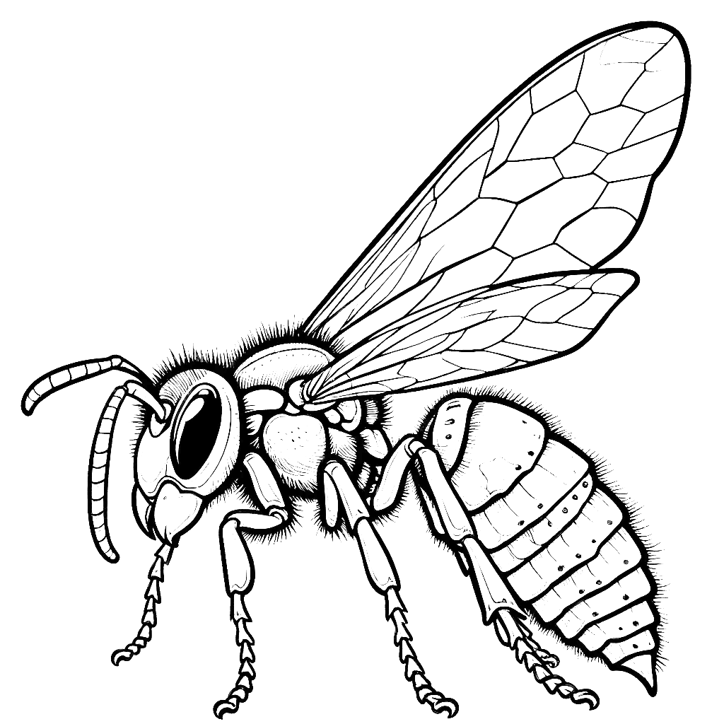 Free printable wasp coloring page 2 for kids